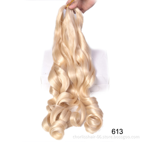 Fashionable New Wholesale Ombre Color 24Inch Synthetic Braiding Hair Extensions Spiral Curl Wavy Hair French Crochet Hair